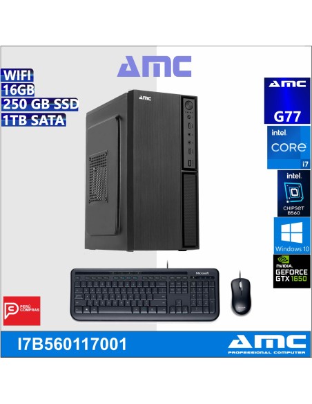 COMPUTADORA AMC CORE I7-11700F 2.50 GHZ, 16GB DDR4, 250GB SSD, 1TB SATA, WIND-10.