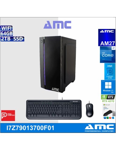 COMPUTADORA AMC CORE I7-13700F, 2.10 GHZ, 64GB DDR5, 2TB SSD, WIND-11, 12GBV.