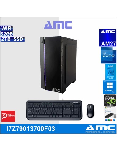 COMPUTADORA AMC CORE I7-13700F, 2.10 GHZ, 32GB DDR5, 2TB SSD, WIND-11, 12GBV.