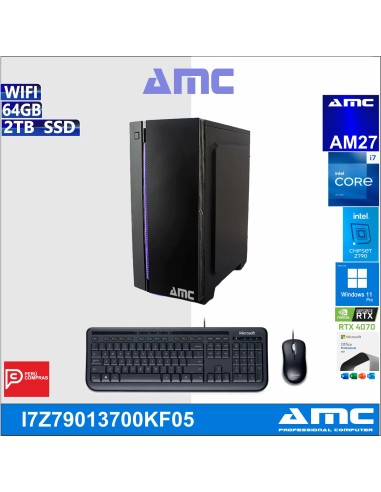 COMPUTADORA AMC CORE I7-13700KF, 3.40 GHZ, 64GB DDR5, 2TB SSD, WIND-11, 12GBV.